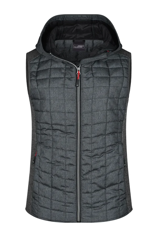 Ladies´ Knitted Hybrid Vest grey melange/anthracite melange
