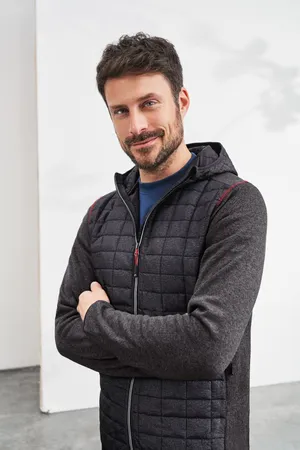 Men´s Knitted Hybrid Jacket grey melange/anthracite melange