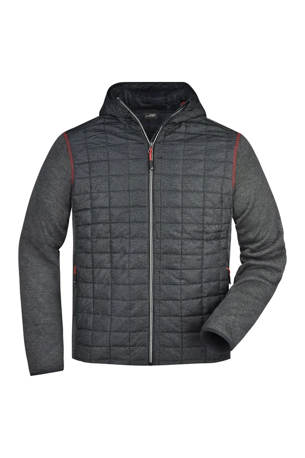 Men´s Knitted Hybrid Jacket grey melange/anthracite melange