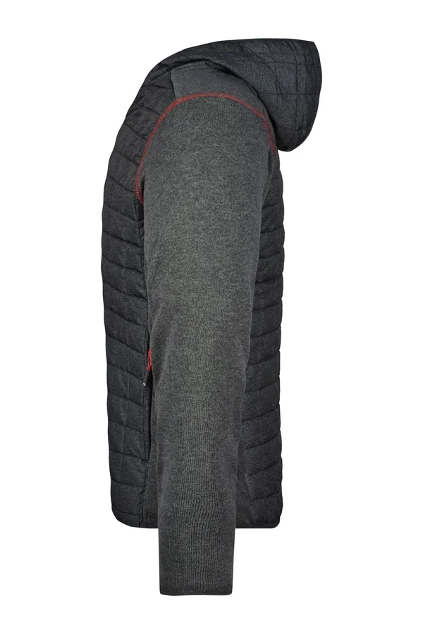 Men´s Knitted Hybrid Jacket grey melange/anthracite melange