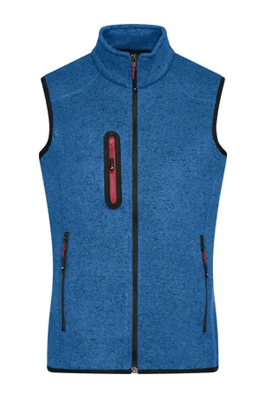 Ladies´ Knitted Fleece Vest royal melange/red