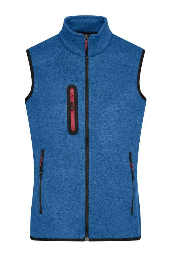 Ladies´ Knitted Fleece Vest royal melange/red