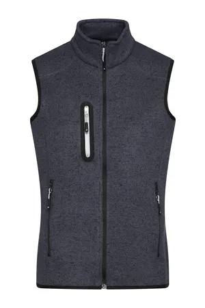 Men´s Knitted Fleece Vest Dark Grey Melange / Silver (Solid)