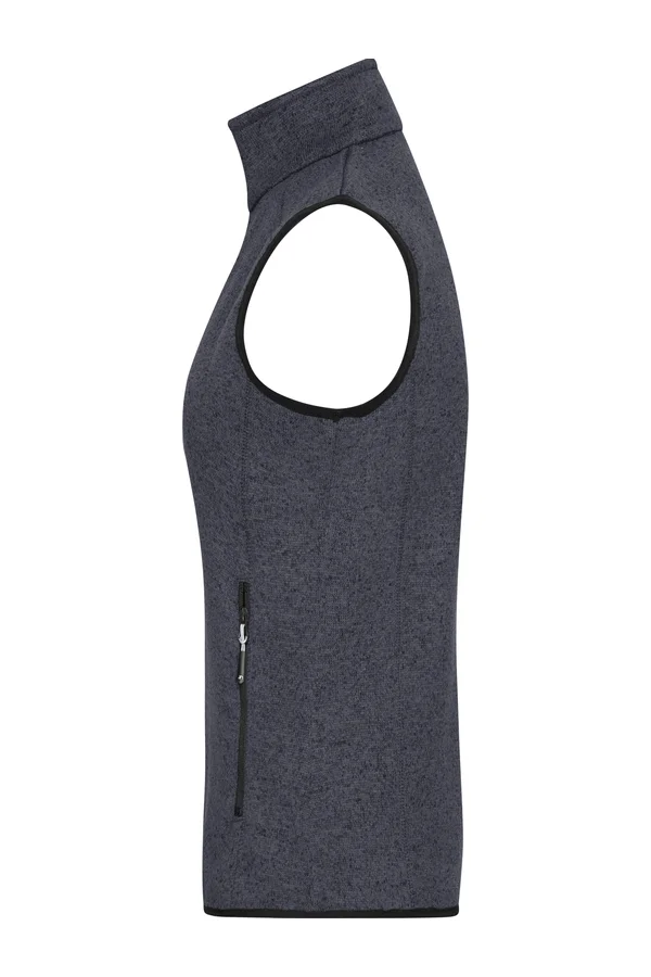 Men´s Knitted Fleece Vest Dark Grey Melange / Silver (Solid)