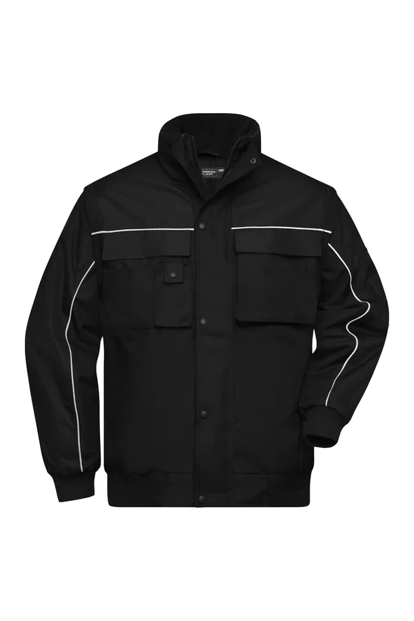 Workwear Jacke mit abnehmbaren Ärmeln Black / Black