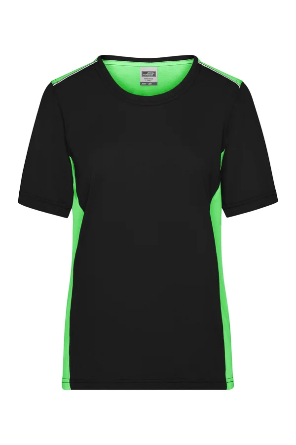 Damen Workwear T-Shirt - Color Black / Lime Green