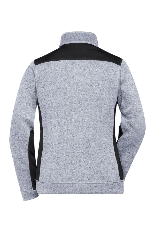 Ladies´ Knitted Workwear Fleece Jacket -STRONG- white melange/carbon