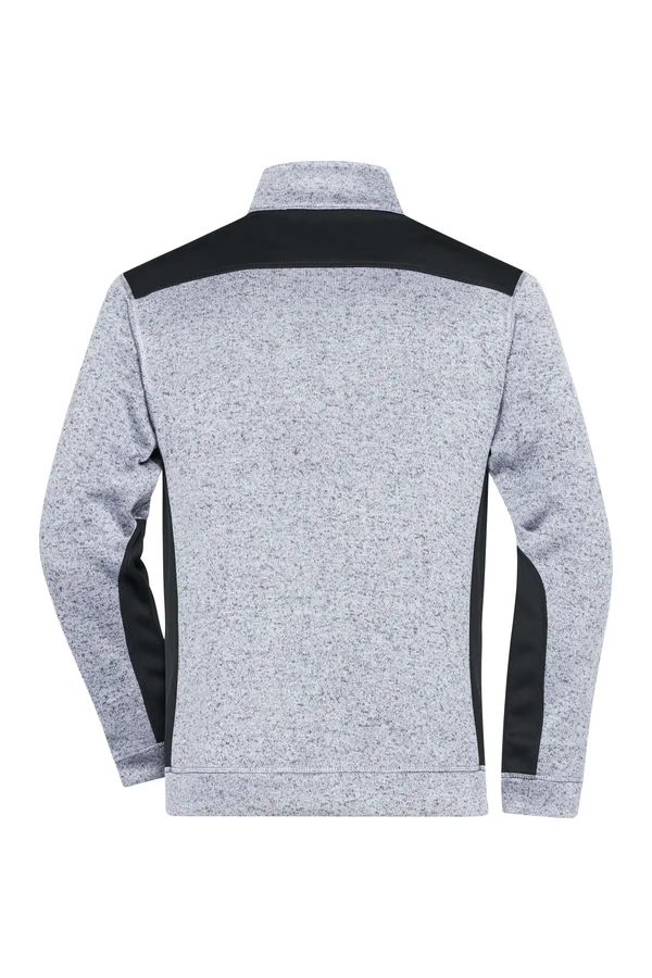 Men´s Knitted Workwear Fleece Jacket -STRONG- white melange/carbon