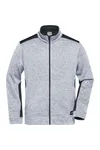 Men´s Knitted Workwear Fleece Jacket -STRONG- white melange/carbon