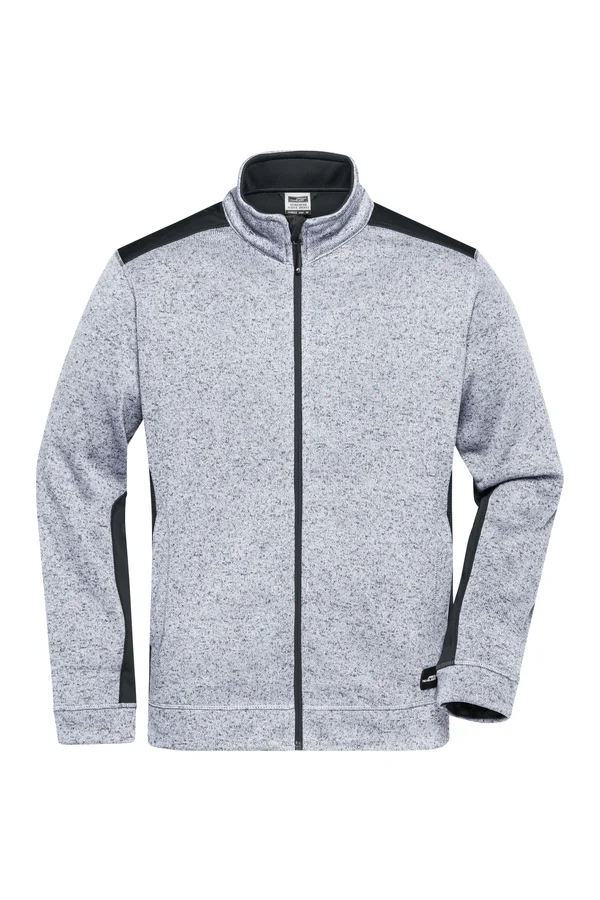 Men´s Knitted Workwear Fleece Jacket -STRONG- white melange/carbon