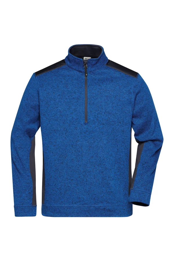 Men´s Knitted Workwear Fleece Half-Zip - STRONG - royal melange/navy