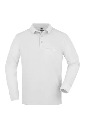 Herren Workwear Polo mit Brusttasche langarm White