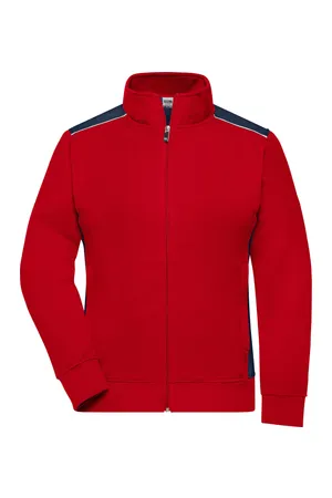 Damen Workwear Sweat Jacke - Color red/navy