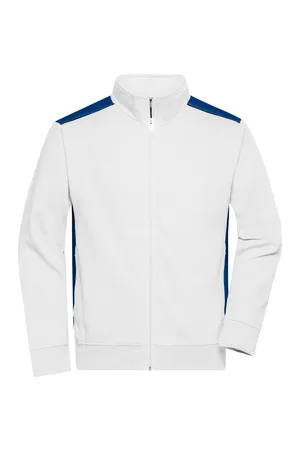 Men´s Workwear Sweat Jacket - COLOR - white/royal