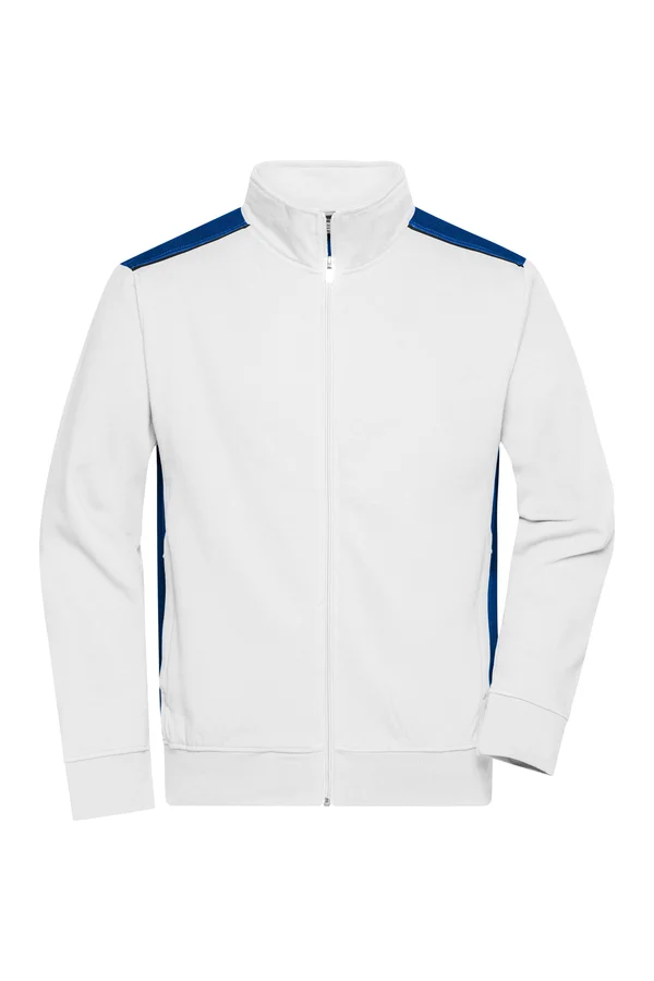 Men´s Workwear Sweat Jacket - COLOR - white/royal