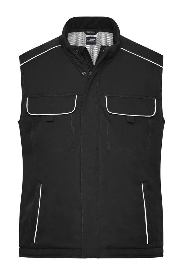 Workwear Softshell Padded Gilet - Solid Black