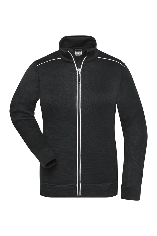 Ladies´ Knitted Workwear Fleece Jacket - SOLID - Black / Black