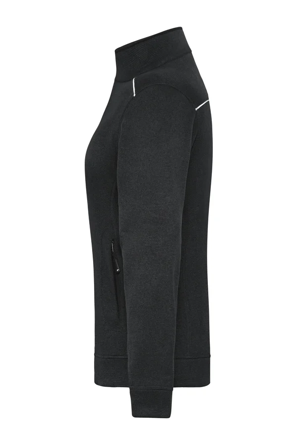 Ladies´ Knitted Workwear Fleece Jacket - SOLID - Black / Black