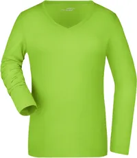 Damen Stretch V-Ausschnitt T-Shirt langarm