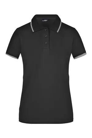 Damen Piqué Polo Tipping Black / Silver