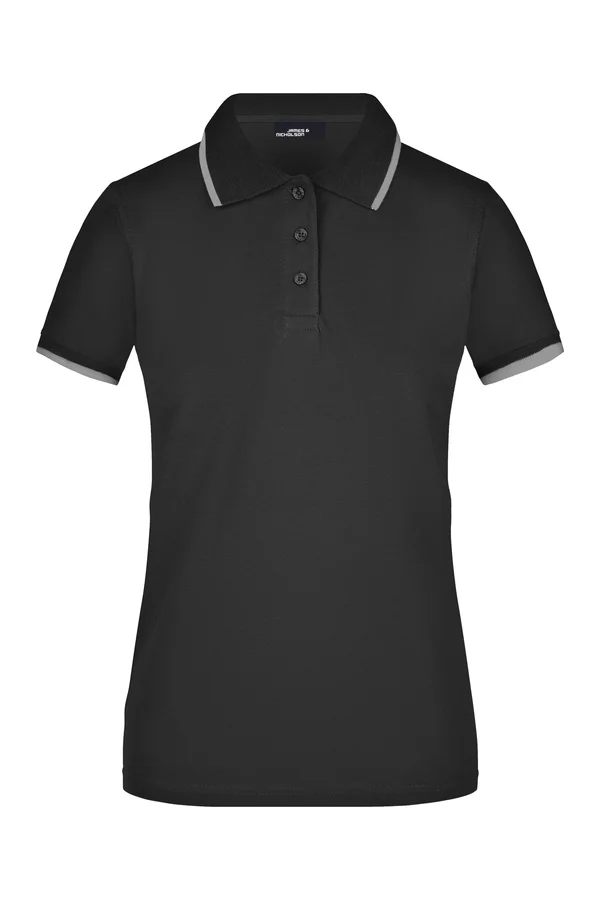 Damen Piqué Polo Tipping Black / Silver