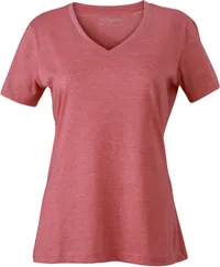 Damen V-Ausschnitt Melange T-Shirt