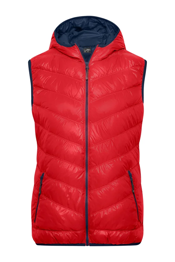 Leichter Damen Daunen Kapuzen Bodywarmer red/navy