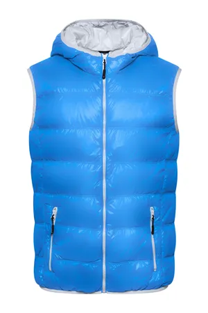 Leichter Herren Daunen Kapuzen Bodywarmer blue/silver
