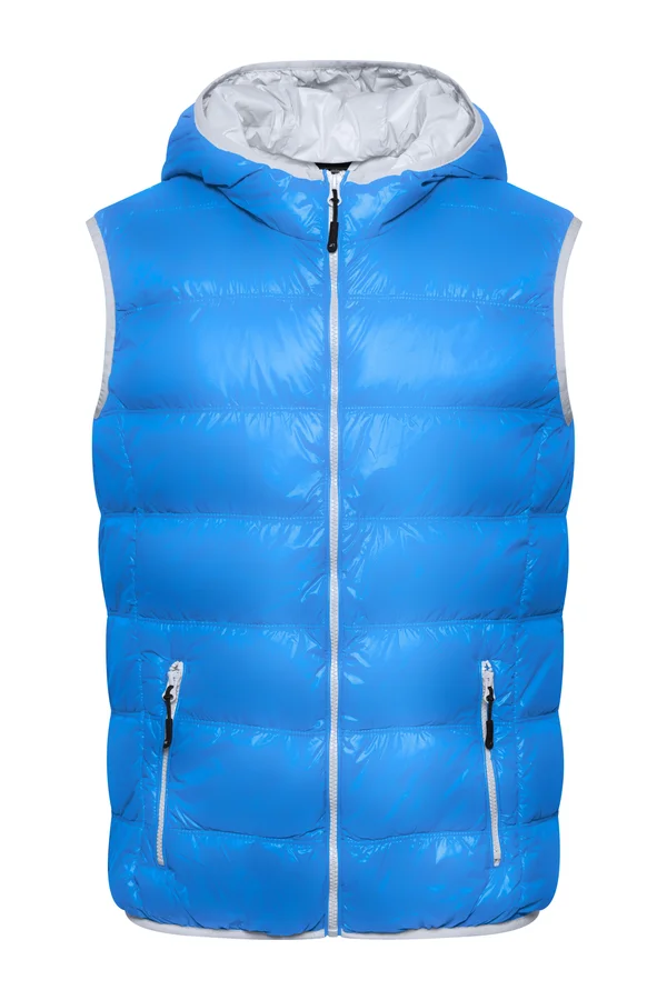 Leichter Herren Daunen Kapuzen Bodywarmer blue/silver