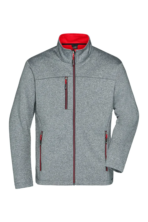 Men´s Softshell Jacket dark melange/red