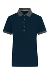 Damen Kontrast Piqué Polo navy/anthracite melange