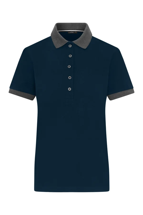 Damen Kontrast Piqué Polo navy/anthracite melange