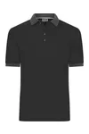Herren Kontrast Piqué Polo black/anthracite melange