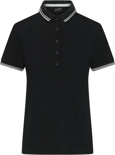 Schweres Damen Piqué Polo mit Kontraststreifen