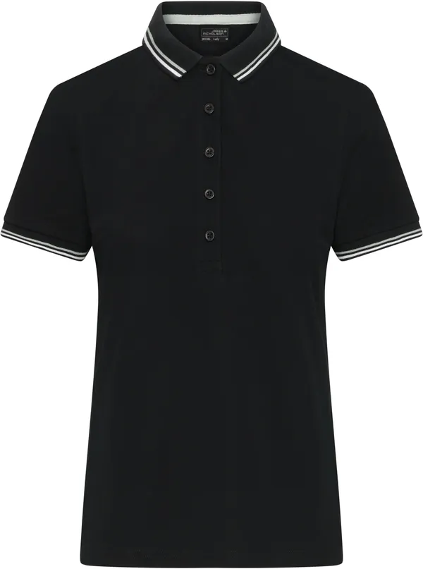 Schweres Damen Piqué Polo mit Kontraststreifen