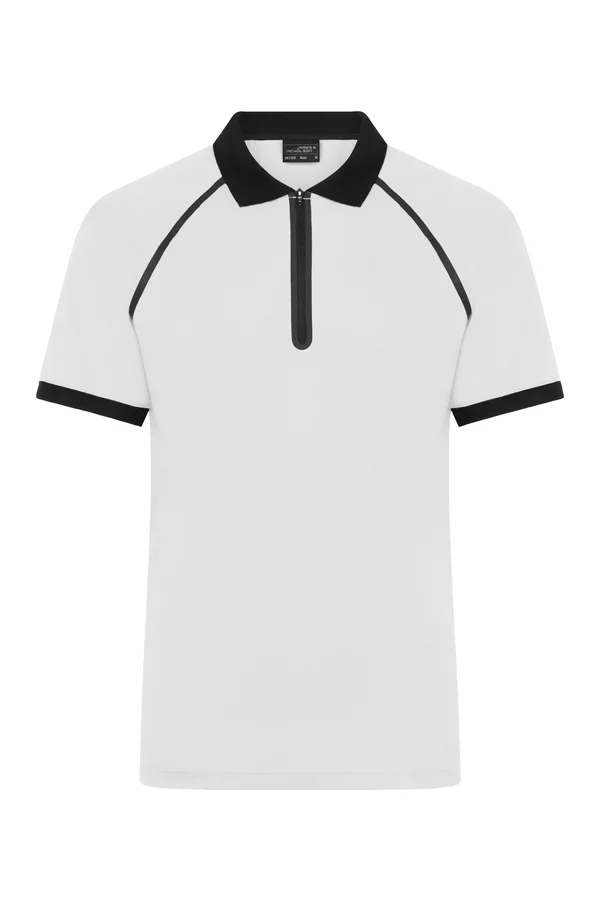 Men´s Zip-Polo White / Black