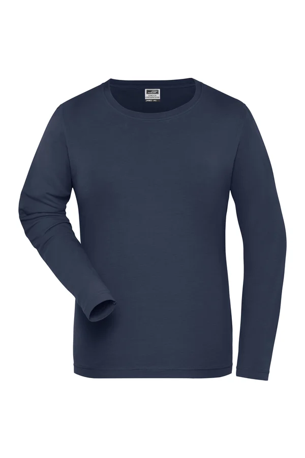Ladies´ BIO Stretch-Longsleeve Work - SOLID - Navy