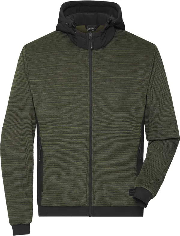 Wattierte Herren Hybrid Strickfleece Jacke