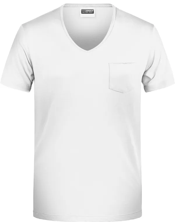 Herren Bio V-Ausschnitt T-Shirt mit Brusttasche