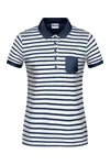Damen Piqué Polo gestreift White / Navy