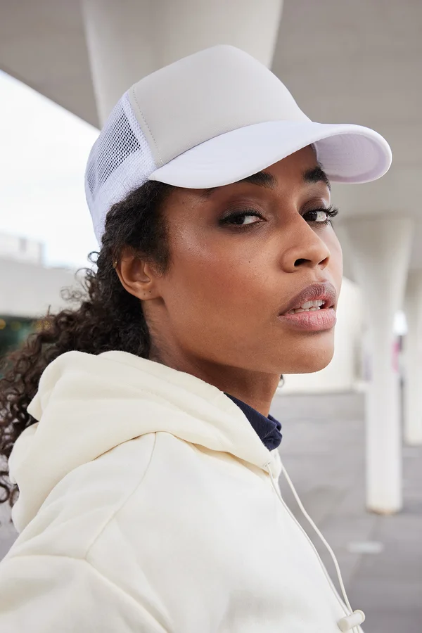 5-Panel Polyester Mesh Cap White