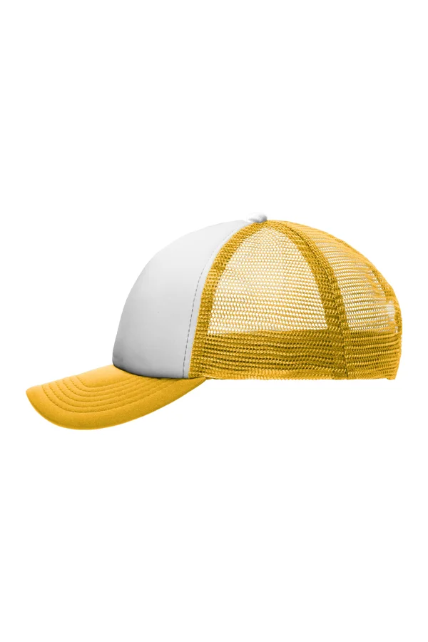 5 Panel Polyester Mesh Cap for Kids white/gold yellow