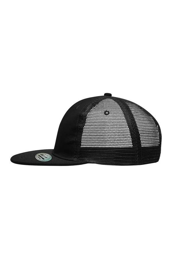6 Panel Flat Peak Cap Black
