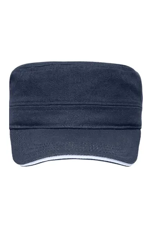 Military Sandwich Cap Navy / White