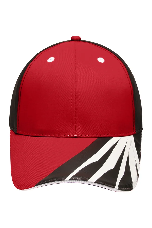 6 Panel Workwear Kappe - Strong red/black/white