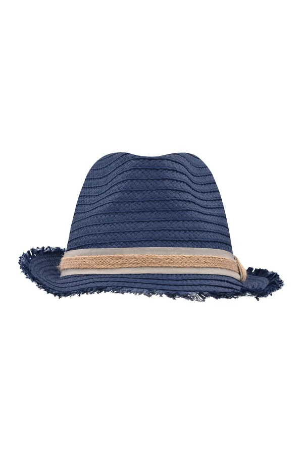 Hut mit Fransenkrempe denim/sand