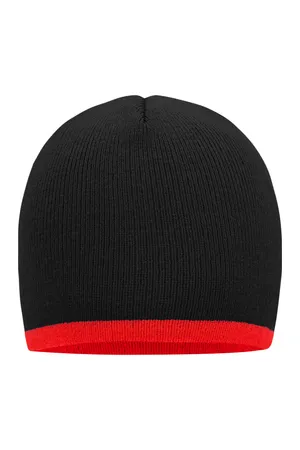 Beanie With Contrasting Border Black / Red