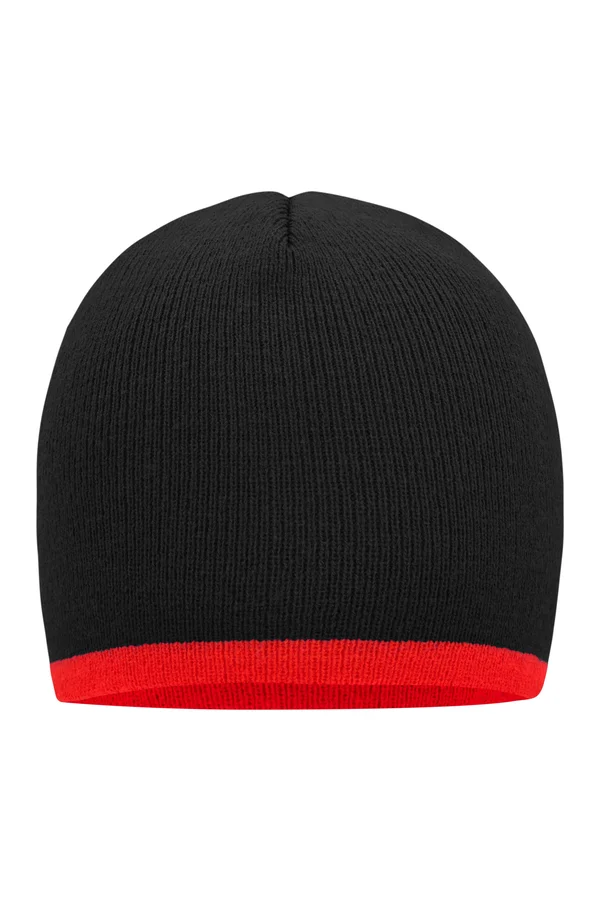 Beanie With Contrasting Border Black / Red