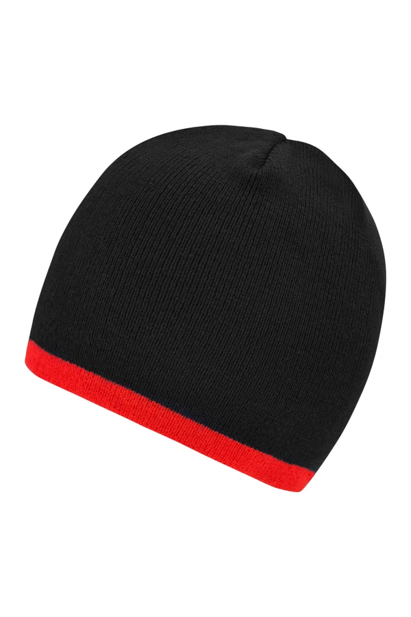 Beanie With Contrasting Border Black / Red
