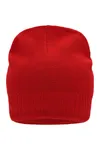 Knitted Beanie with Fleece Inset Red